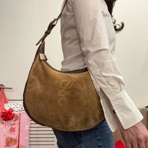 Vintage Loewe Brown Leather Shoulder Bag